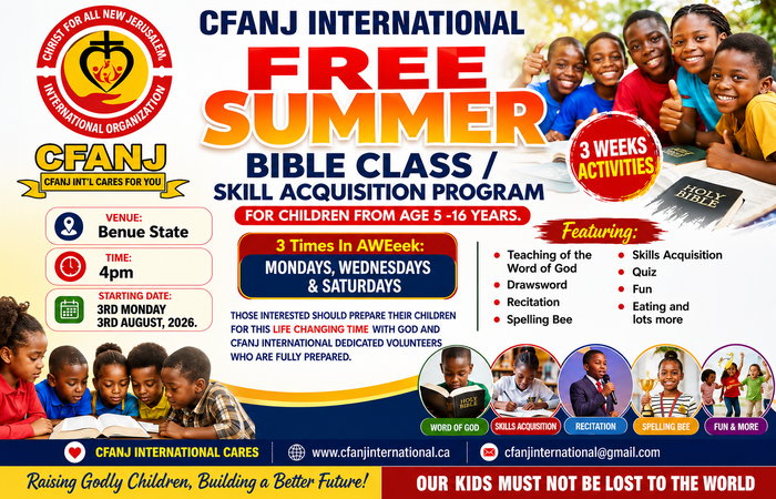 Free Summer Bible Class/Skill Acquisition Program